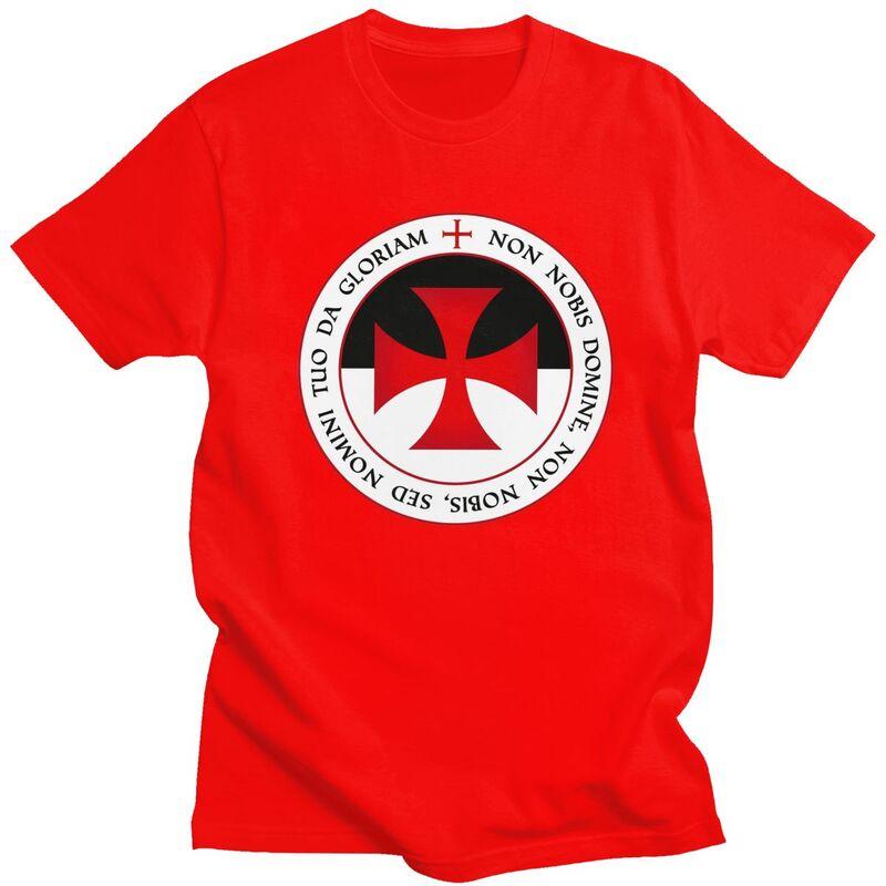 Custom Knights Templar Cross T Shirt for Men Pure Cotton Tshirt Casual Tee Short Sleeves Christian Crusader Seal Tshirt