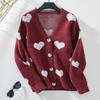 Fuzzy Women's Knitwear: Heart Single-Breasted Loose Cardigan - Autumn/Winter 2024