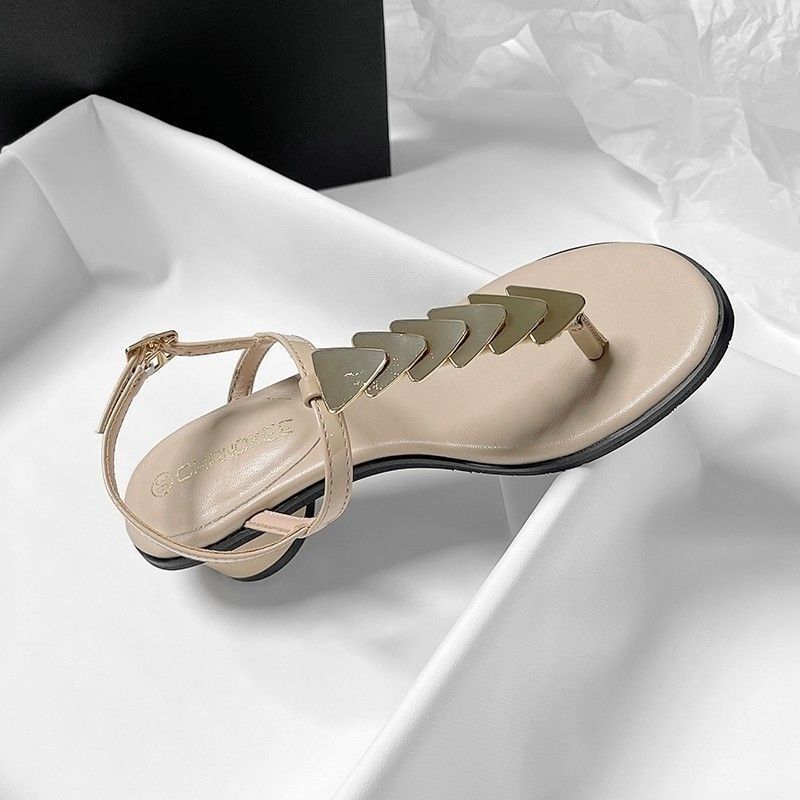 Thick heel shoes summer new design sense niche toe high heel simple version sandals
