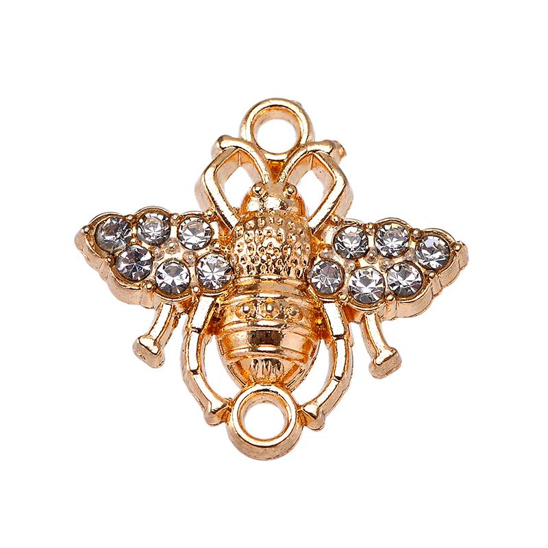 10Pcs Fashion Shiny Rhinestone Butterfly Bee Love Crown Pendant Women's Earrings Bracelet DIY Jewelry Making Charm Accessories