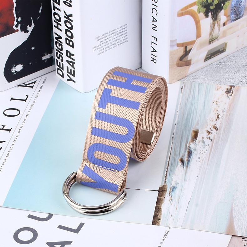 Trendy Ladies Woven Belt With Iron Buckle And English Letter Design For Daily Use