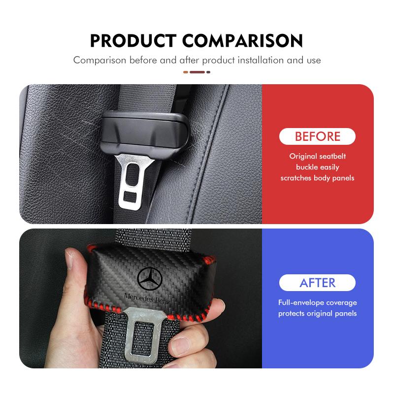 AABHZ1 For Benz Car Logo Seat Belt Buckle Protective Cover Anti-Collision Cover Accessories AMG Exclusive A C E R V Class CLA CLS C180