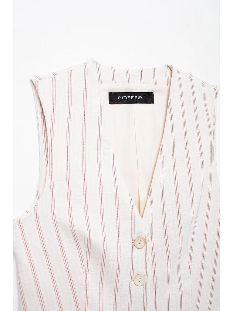 Autumn 2024 Women's European & American Style Striped Vest and Shorts Set