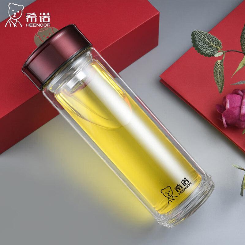 Heenoor 390ML Insulated Double-Layer Glass Tea Cup
