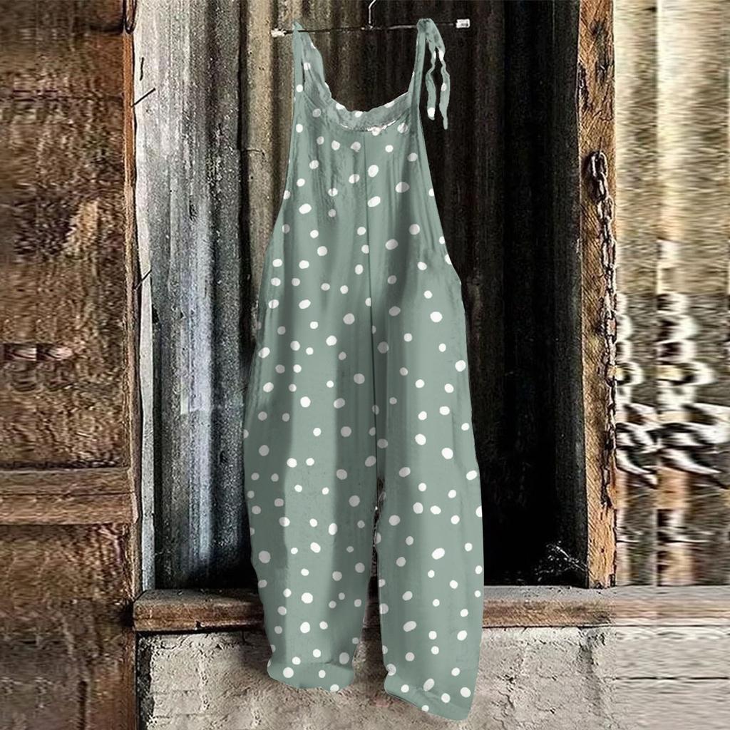 Women's Jumpsuit  Print Casual Loose Vintage Shoulder Strap Cotton Linen