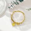 1pc Stainless Steel Bracelet With Heart Pendant, Double Heart OT Buckle Couple Bracelet Unisex