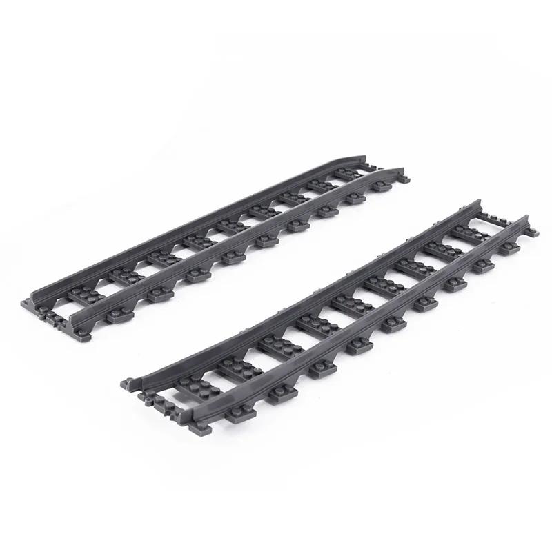 MOC Cross Track Railroad DIY Scene Building Blocks Multi Angle Curved Train Track Bricks Toys Rail Car Compatible With LEGO
