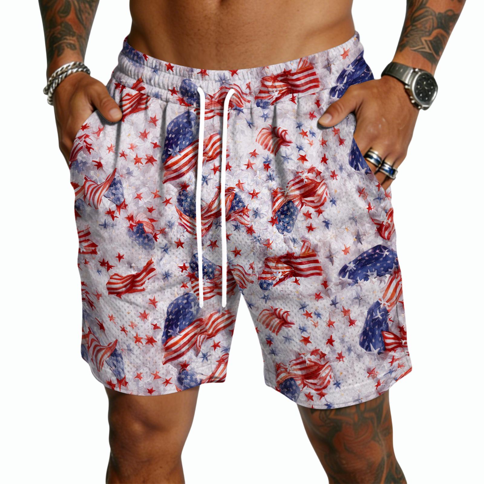 

Men’s Elastic Waist Drawstring Board Shorts with Tree and Star Print Quick Dry Lightweight Swim Trunks for Beach Pool Vacation L