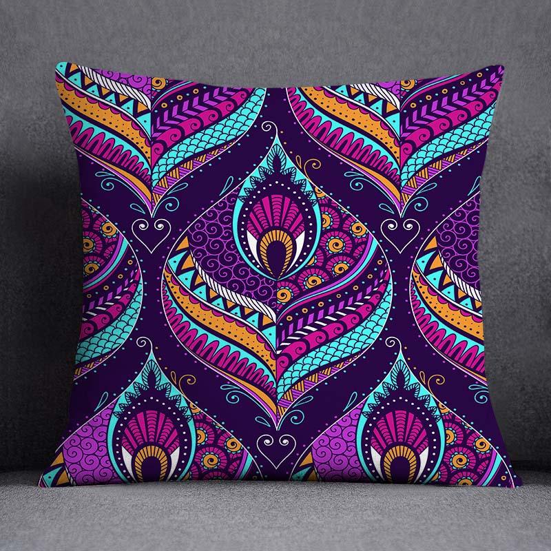 Dekorativní povlak na polštář se vzorem pavího peří Čtvercový povlak na polštář pro domácí kancelář Dekorativní povlak na polštář 45cm*45cm