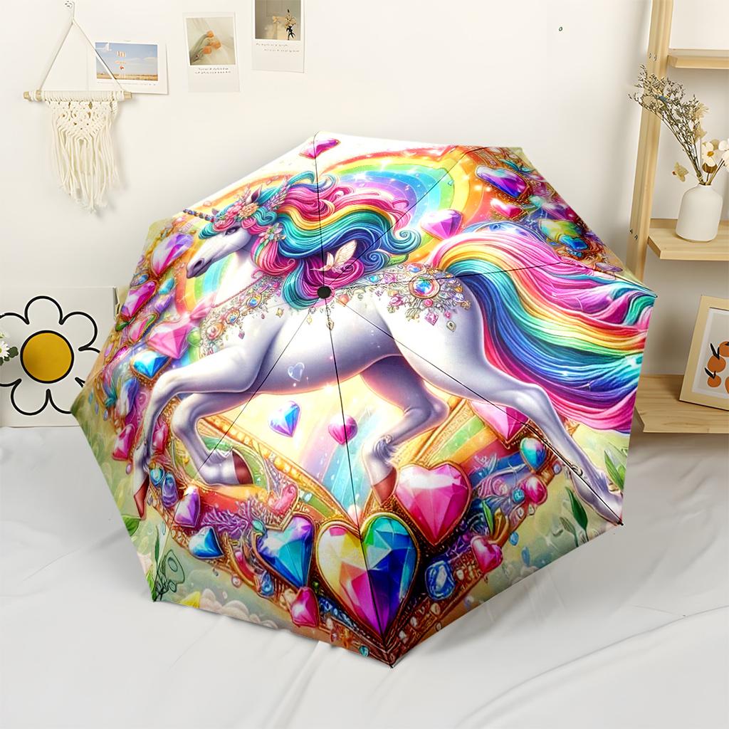 Unicorn Cosmic Spiral Automatic Umbrella Sturdy 8-Rib Shaft Sturdy Construction All-Season Travel Outdoor Accessory