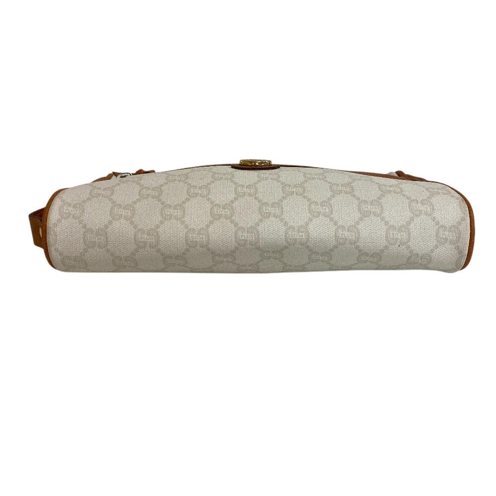 GUCCI Clutch bag pouch old Gucci GG plus PVC coated canvas business bag white PVC coated canvas Women Used
