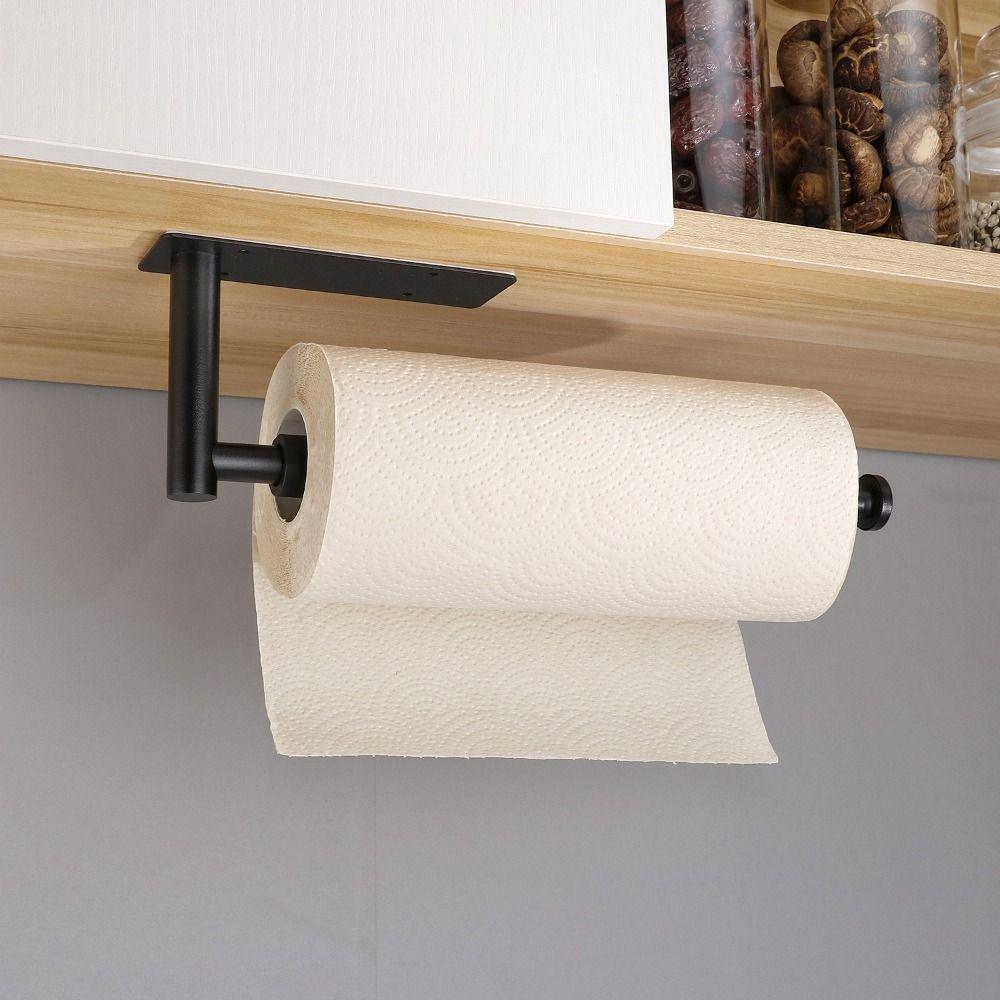 Stainless Steel Paper Roll Holder Adhesive Mount No-Drill Paper Towel Holder Wall Mounted Punch-free Kitchen Organizer