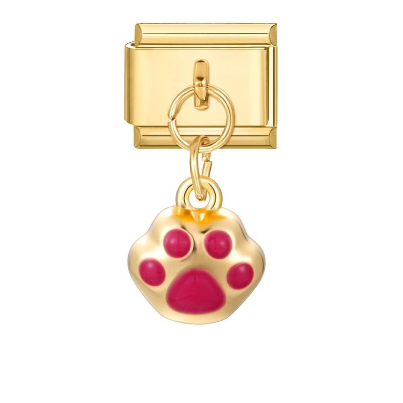 Butterfly Cat Paw Heart Shell Crown Gold Color Pendant Italian Charm Link Fit 9mm Bracelet Stainless Steel Women DIY Making Gift