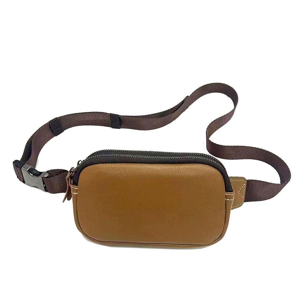 Fashion Internet Celebrity Fanny Pack High Quality First Layer Cowhide Black Fanny Pack Genuine Leather Bag