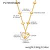 Qiong Yao 5A Zircon Heart Pendant Necklace with Diamond Accents, 18K Gold-Plated Stainless Steel.
