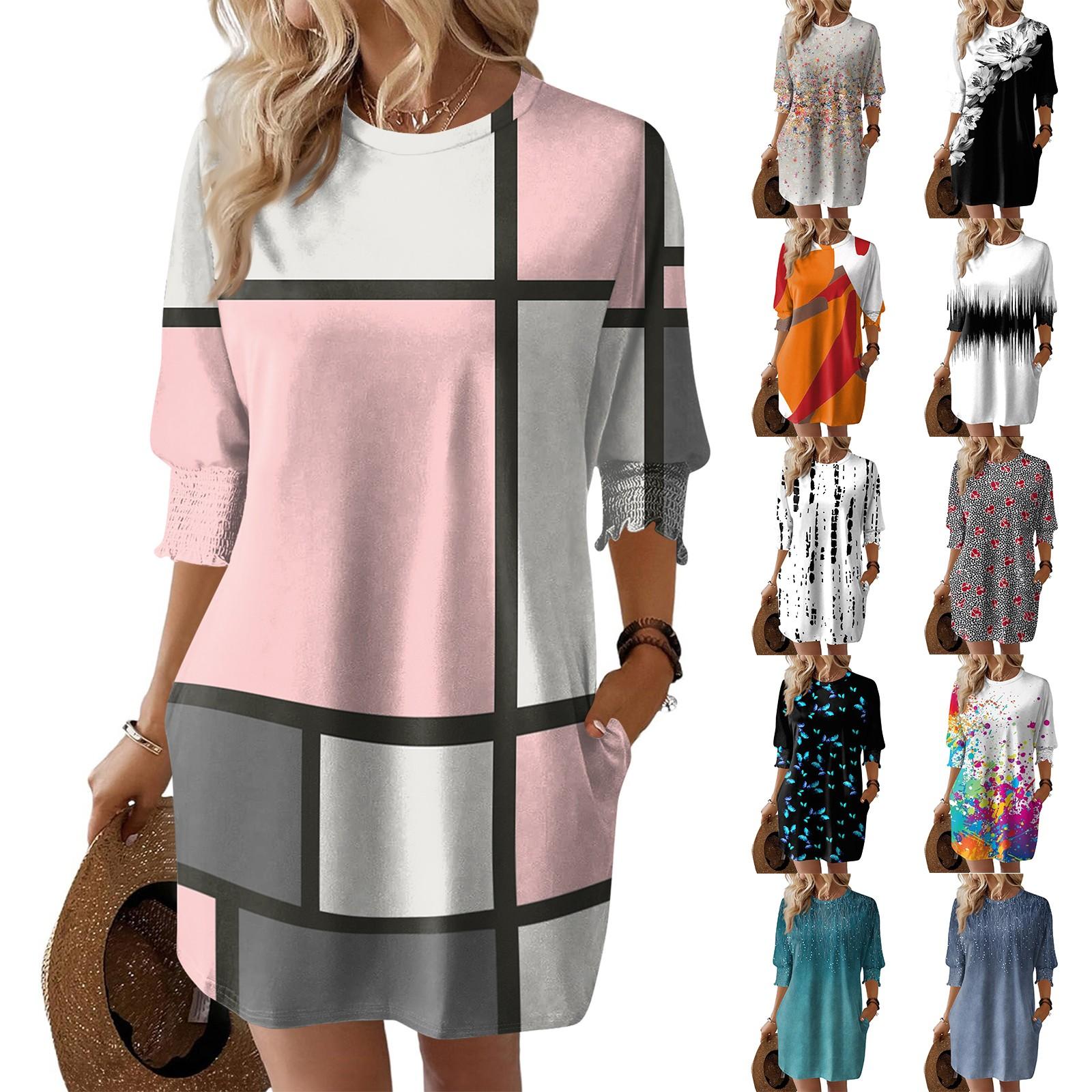 

Women s Fashionable Retro Printing Loose Dress XXL