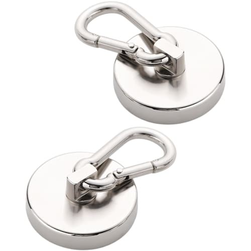 Harukita Magnetic Hooks, Carabiner, Mountaineering Hook Magnet, Metal Neodymium Magnet, Kitchen, Outdoor, Camping, Wall Mounting, 25mm Diameter, Silve