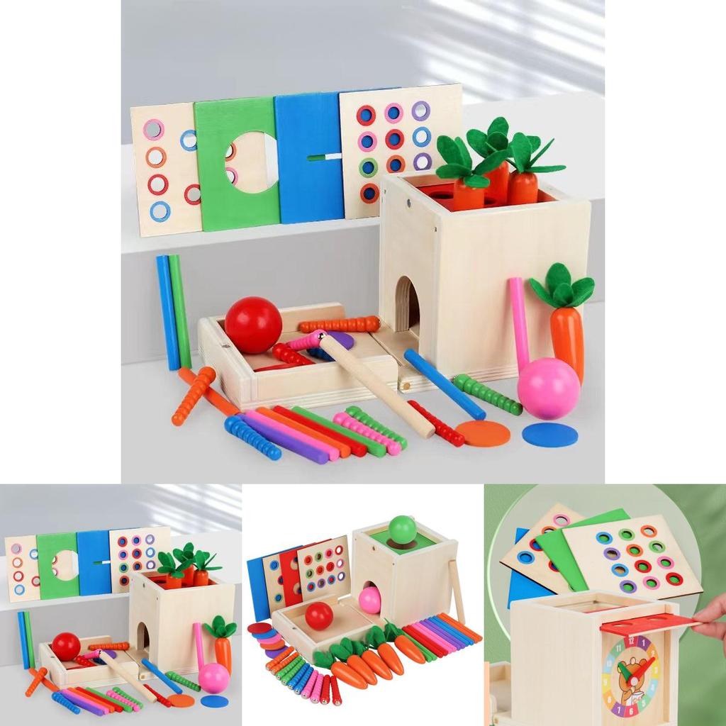 Wooden Montessori Sixinone Coin Box With Color Matching For Kids Educational Toy