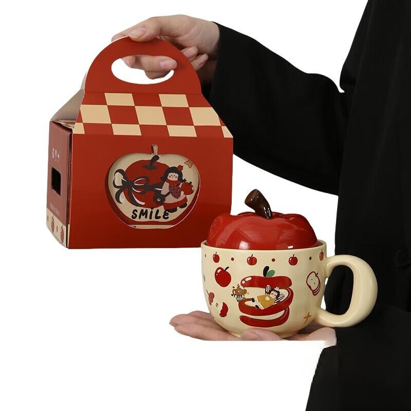 Duoli Ceramic Apple Cup Set with Lids