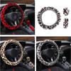 Universal Winter Warm Leopard Fluff Plush Steering Wheel Cover Car Accessories Soft Faux Fur