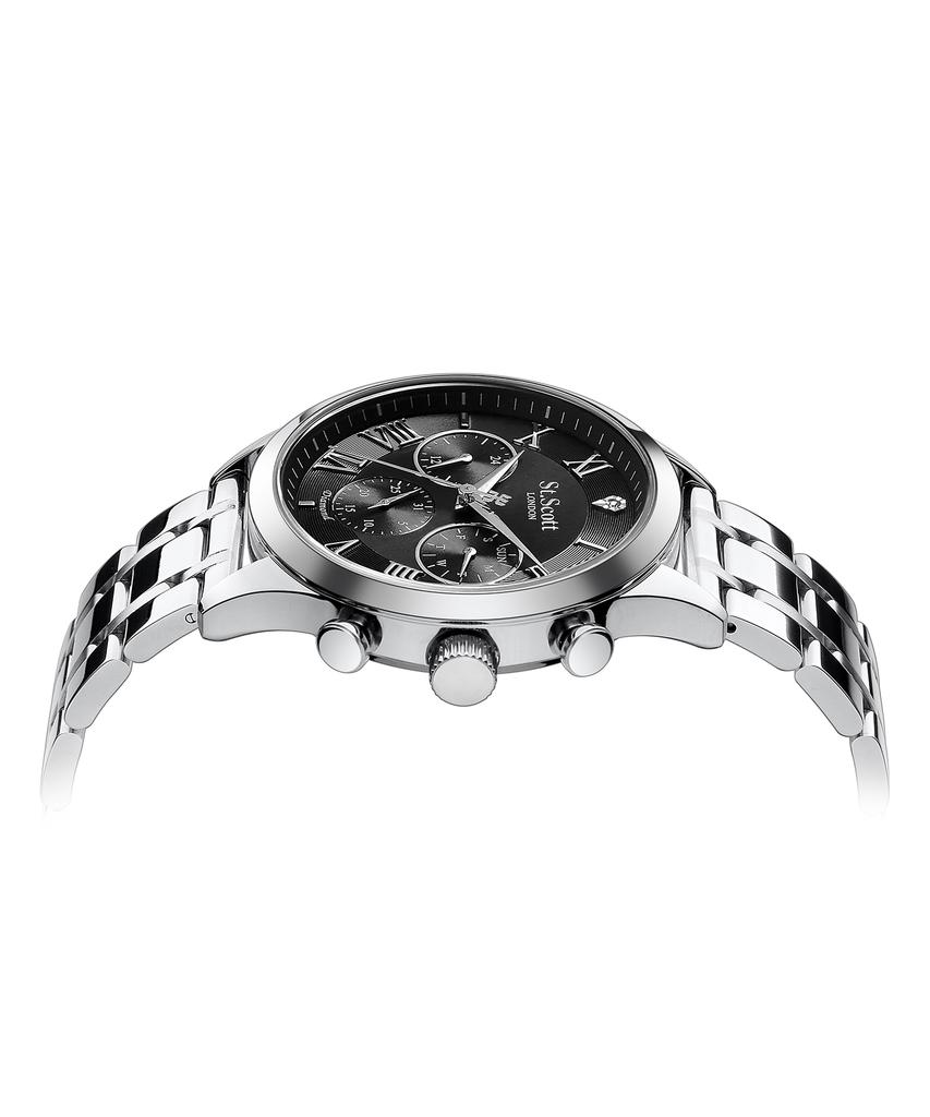 Seinteuseukoteuleondeon Hestia Diamond Multi Watch + Leather Band - Black / St7501M-Sbs1