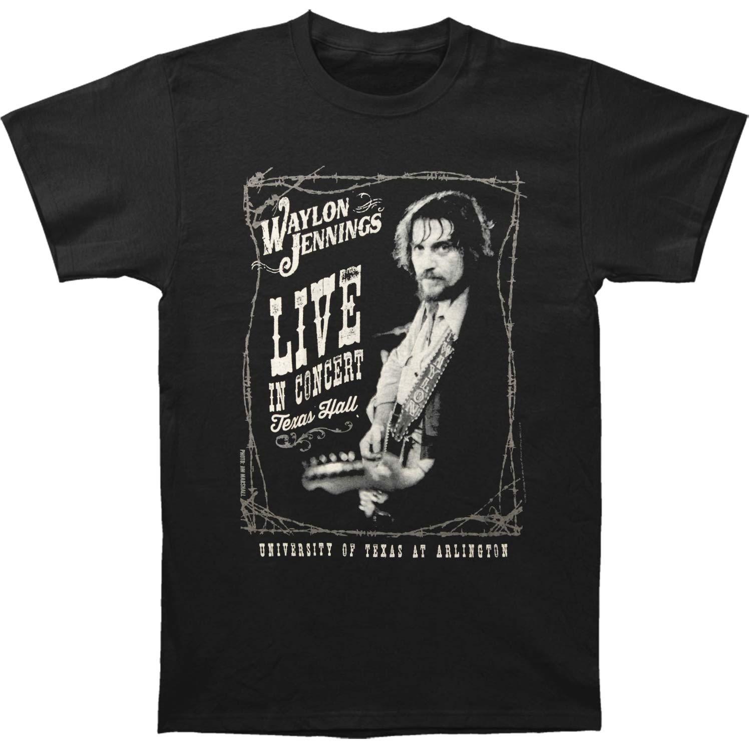 Men s Waylon Jennings Live in Concert Slim Fit T-shirt Small Black S