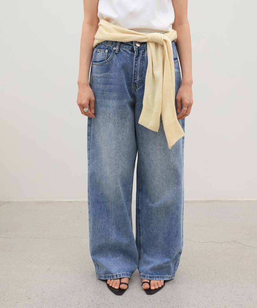 Millieonkoleu Week Medium Blue Wide Denim Pants