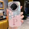 A Z Pink Letter Peach Flower Shockproof Phone Case For Honor X9a X9b X9c Magic 6 7 5 Lite Silicone Couple Fundas TPU Shell Cover