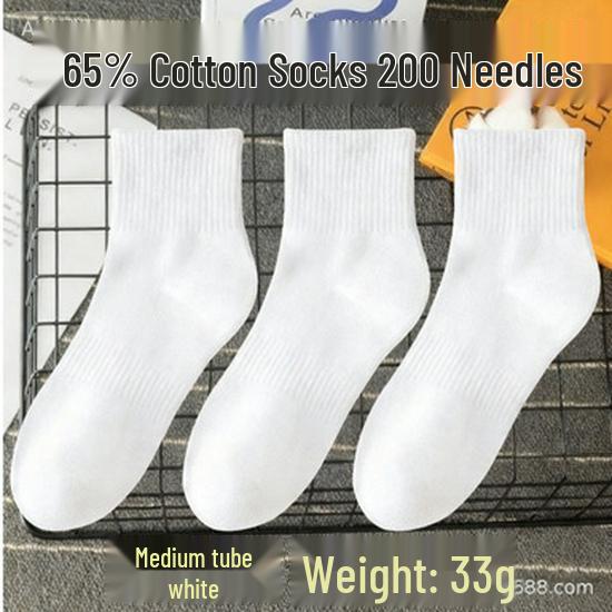 Men's Four Seasons Breathable Black, White, Grey Low-Cut Boat Socks, Anti-Odor, Mid-Calf, Disposable.