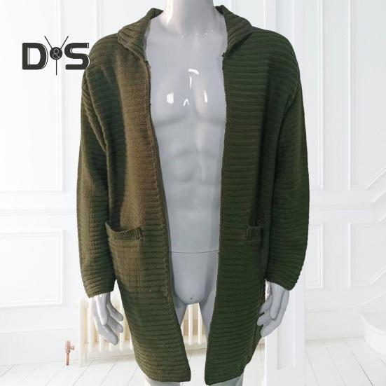 Pánský Cardigan Kabát Pletený Vysoký límec Dlouhé Rukávy Teplé Kapsy Svetr Kabát Střední délka Pure Color Podzim Zimní bunda