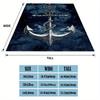 1pc Nautical Anchor & Waves Printed Throw Blanket - High-Quality Polyester, Rectangular, Knit Fabric, Ideal for Cozy Home Decor & Unique Gif