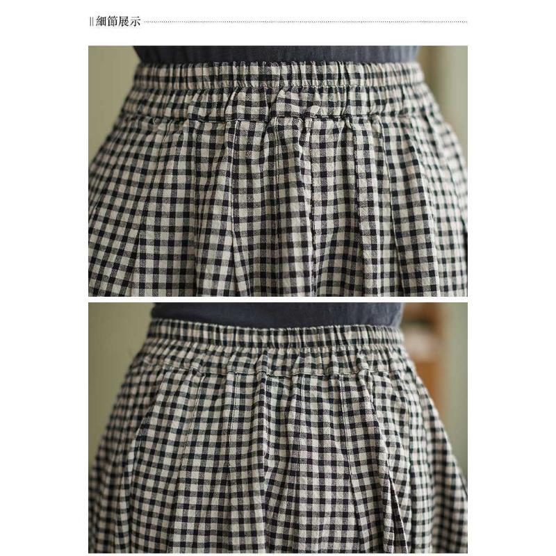 The Real Shot of The New Literary and Artistic Women's Clothing Cotton and Linen  Pendulum High Waist and Thin A Word Medium and Long Skirt