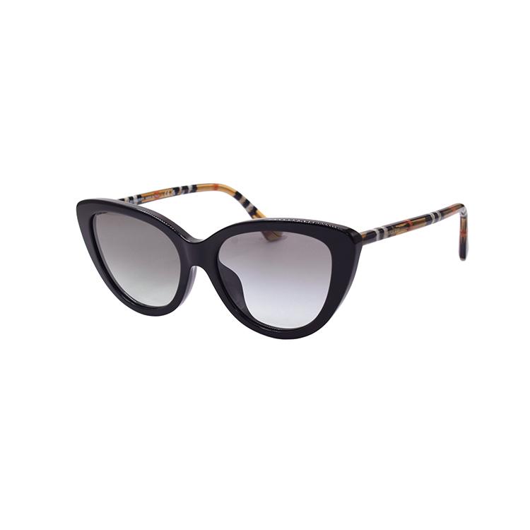 

Burberry New Season Plaid Series Cat Eye Sunglasses Women sunglasses Black Gray-Gradient B4457-F-4161-11 Eyeglass Case+Box (White/Brown Edition Random)