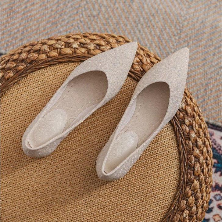 Chaussures pour femmes 2025 printemps et été nouvelle mode chaussures simples bouche légère talon fin tempérament professionnel navettage plat talon épais pour femmes si