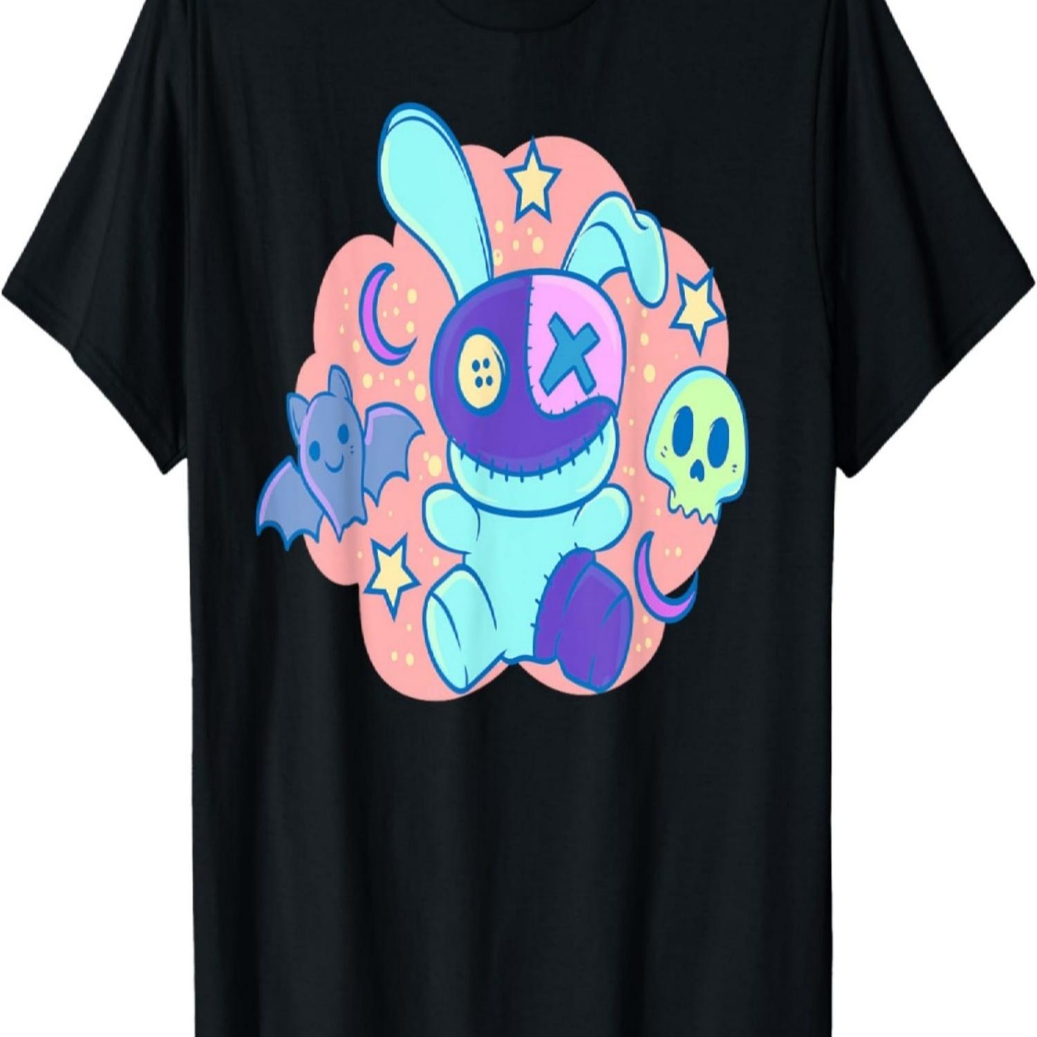 Cute Pastel Goth Kawaii Anime - Rabbit Bunny -  T-Shirt S чёрный