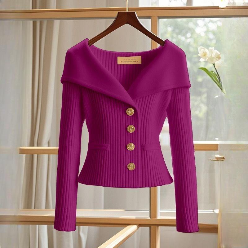 White Sweater Coat Women Premium Designer Niche Elegant Waist Defining Knit Top Autumn