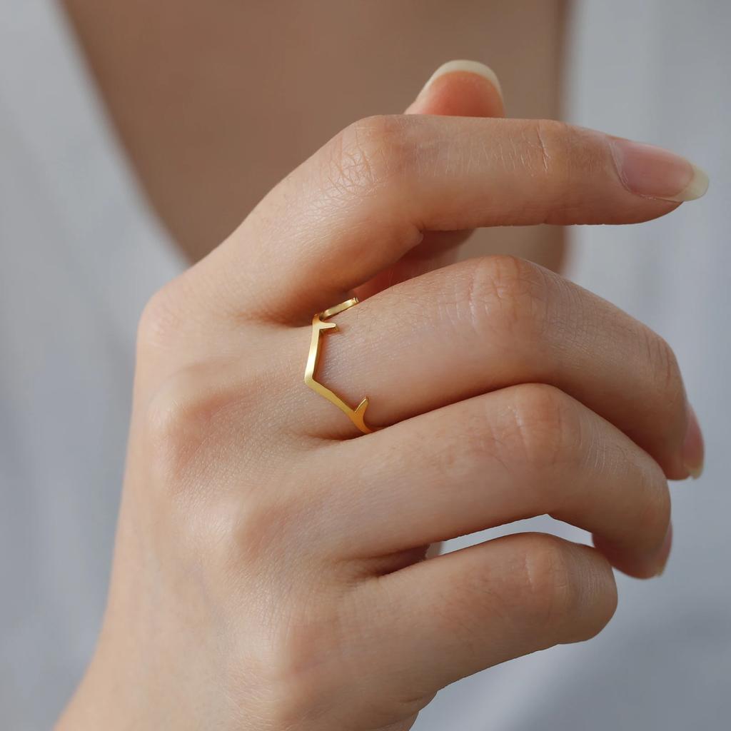 Skyrim Deer Antler Finger Ring Stainless Steel Gold Color Supernatural Amulet Hunter Fashion Gift For Man Woman Jewelry