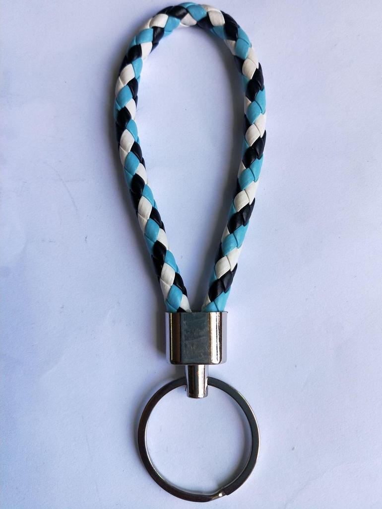 Woven Leather Cord Metal Keychain Pendant