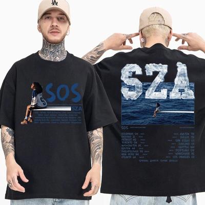 2023 Yeni Müzik Albümü SOS SZA Grafik Tişört Unisex Kadın Moda Vintage Tişörtler Hip Hop Harajuku Tişört Sokak Giyimi Kısa Kollu