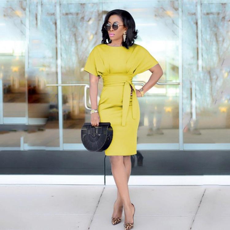 Business Suit Dress Women Slim Fashion Dress Formal Wear Womens Professional Attire S жёлтый