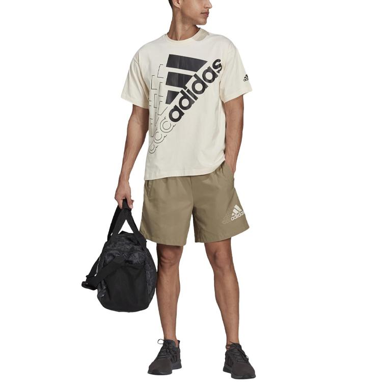 Adidas Logo Print Short Sleeve T-Shirt Unisex Tops Yellow White H14667