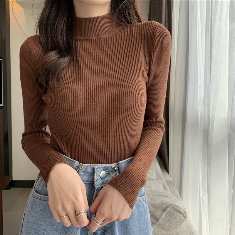 Turtleneck Sweaters Autumn Spring Long Sleeve Knitwear Sweaters Women Slim Knitwear Solid Pullover Tops