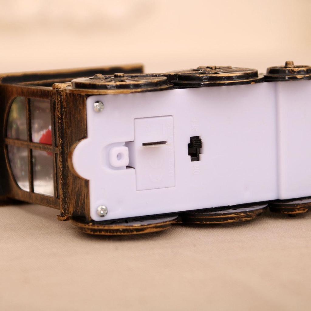 Creative Gold-Brushed Christmas Locomotive Ornament with Luminous Water-Filled PVC Night Light