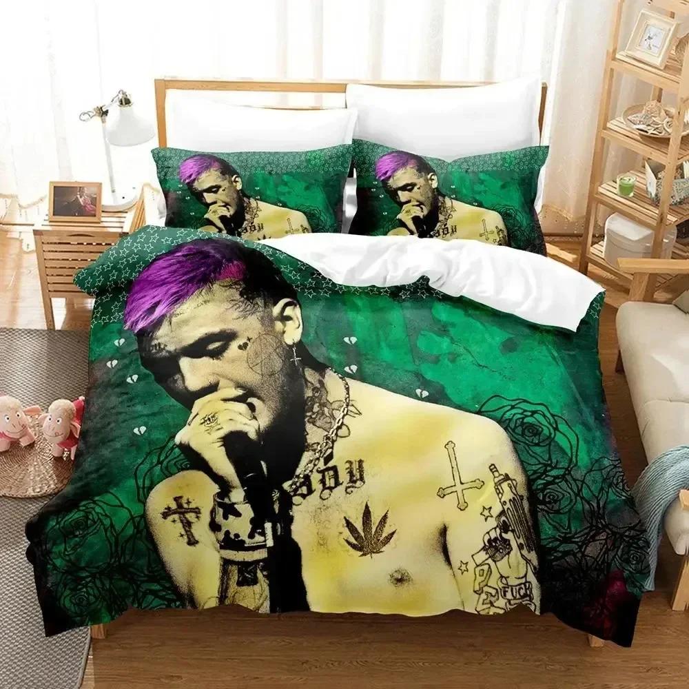 Luxuriöses Neues 3D-Druck Rapper Lil Peep Bettwäscheset Bettbezug Bettset Steppdecke Kissenbezug Queen-Size Jungen Erwachsene Bettwäscheset
