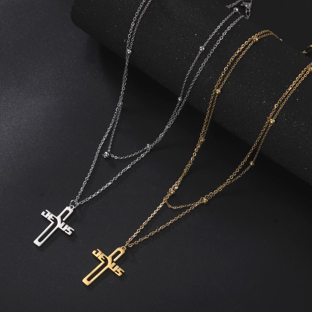 Cazador Jesus Kreuz Hohl Anhänger Halsketten für Damen Herren Christliches Choker Großhandel Edelstahl Schmuck Geburtstagsgeschenke