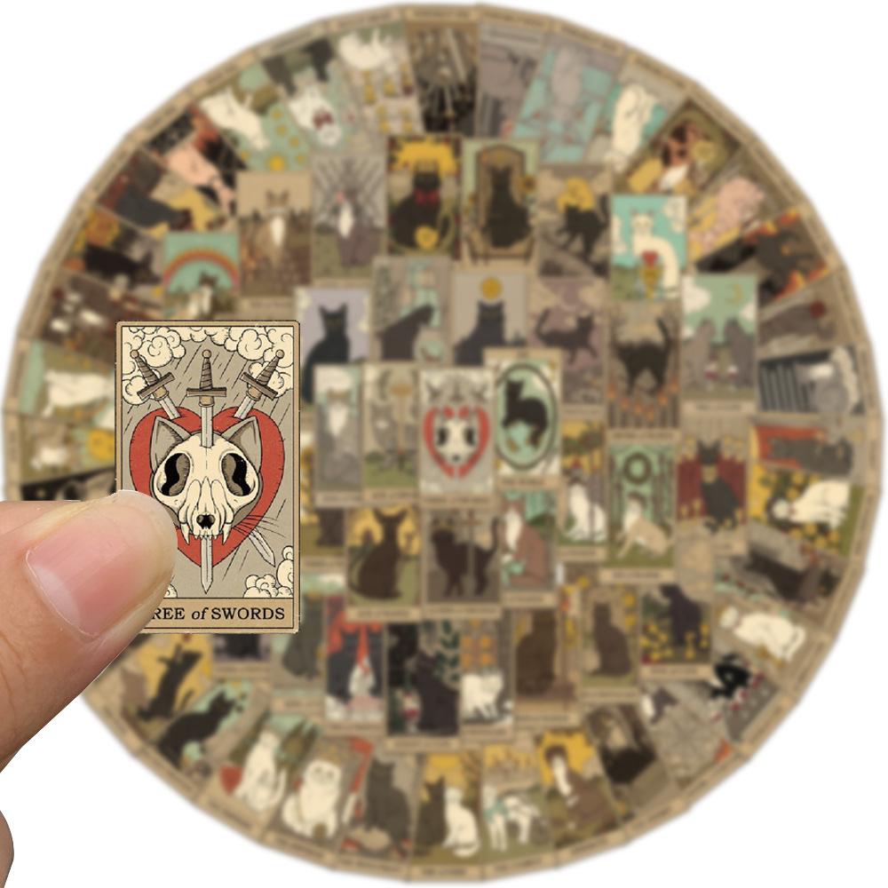 72 Cat Tarot Card Graffiti Stickers Decorative Suitcase Pen Guitar Notebook Waterproof Explosive