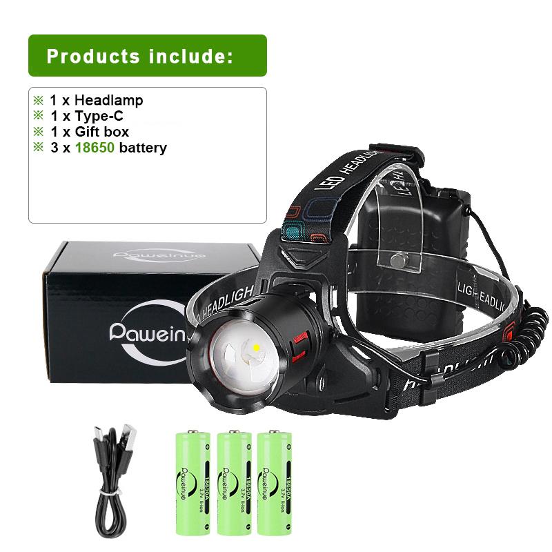 

500 Вт светодиодный фонарь высокой мощности, сигнальный фонарь, ультраяркий водонепроницаемый налобный фонарь для верховой езды, кемпинга, дальнего света C-500W 3*18650 and box