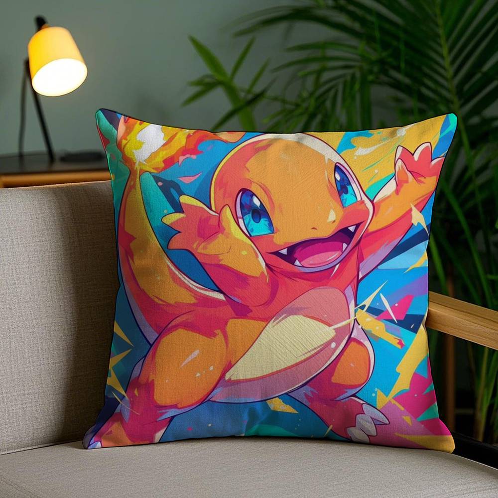 Cute C-Charmander Pillow Case Plush Fabric Soft Pillowcase Double Sided Print Sofa Cushion Pokemon Cover Throw