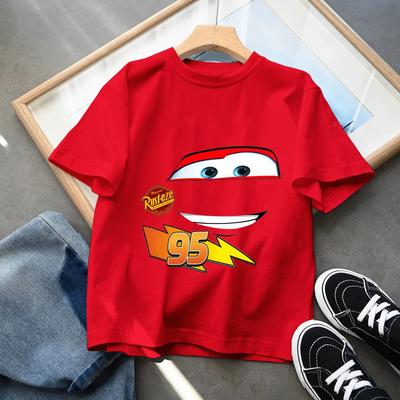Hot-selling Car Print Cute Children's T-shirt, Girls' Clothing, Boys' Short-sleeve Summer Children's Top