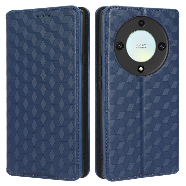 For Honor X9a 5G / X40 5G / Magic5 Lite 5G Phone Leather Case Wallet Stand Imprinted Rhombus Pattern Phone Cover